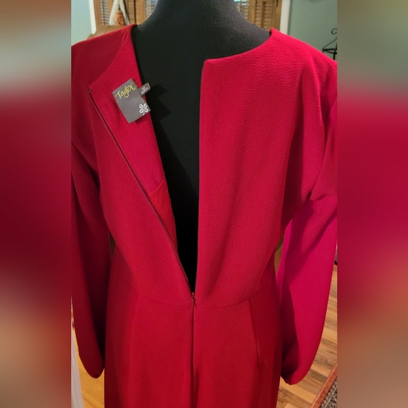 Taylor Balloon Sleeve Red Sheath Dress - Picture 5 of 9